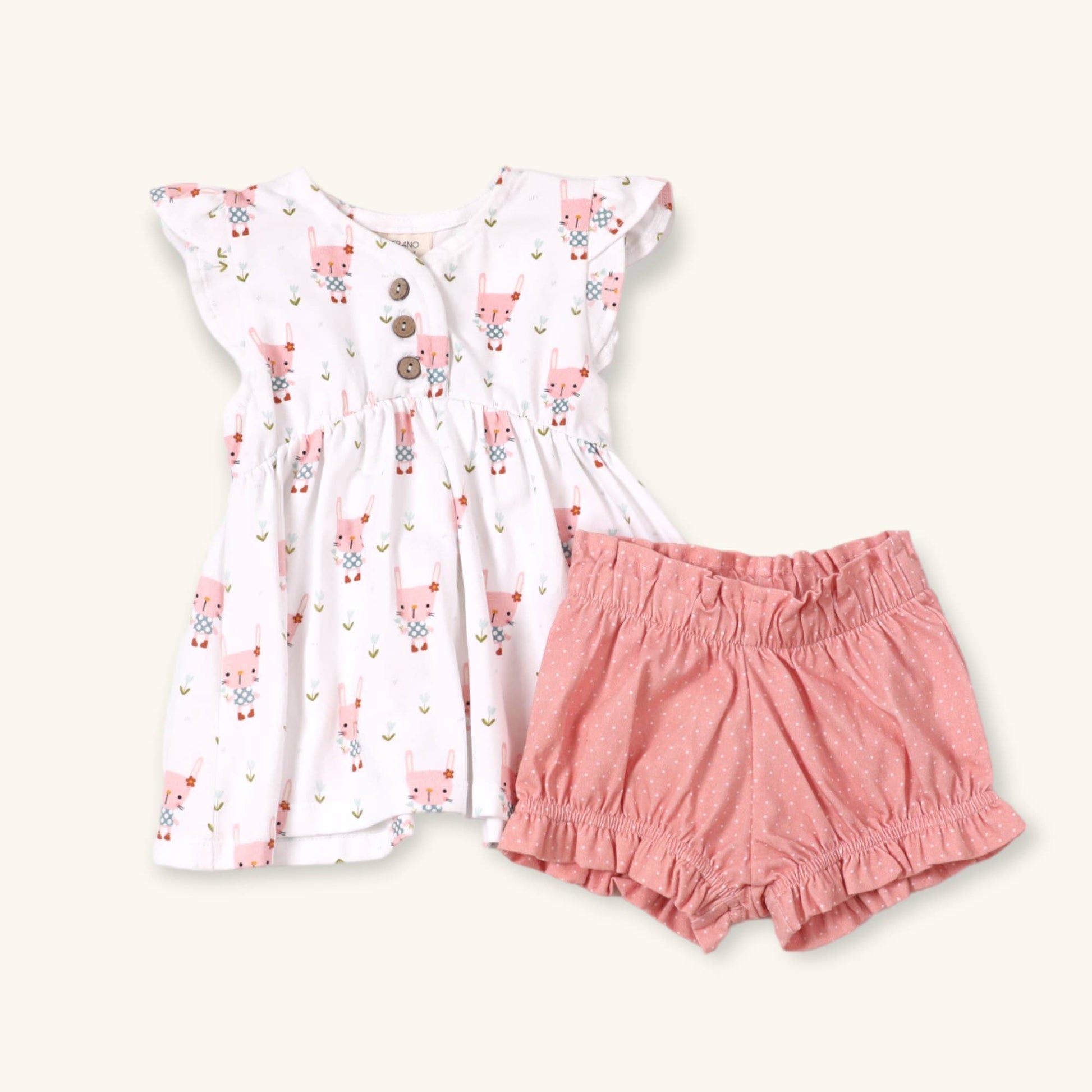 Viverano Organics - Bunny Baby Girl Tunic Top + Bloomer Set