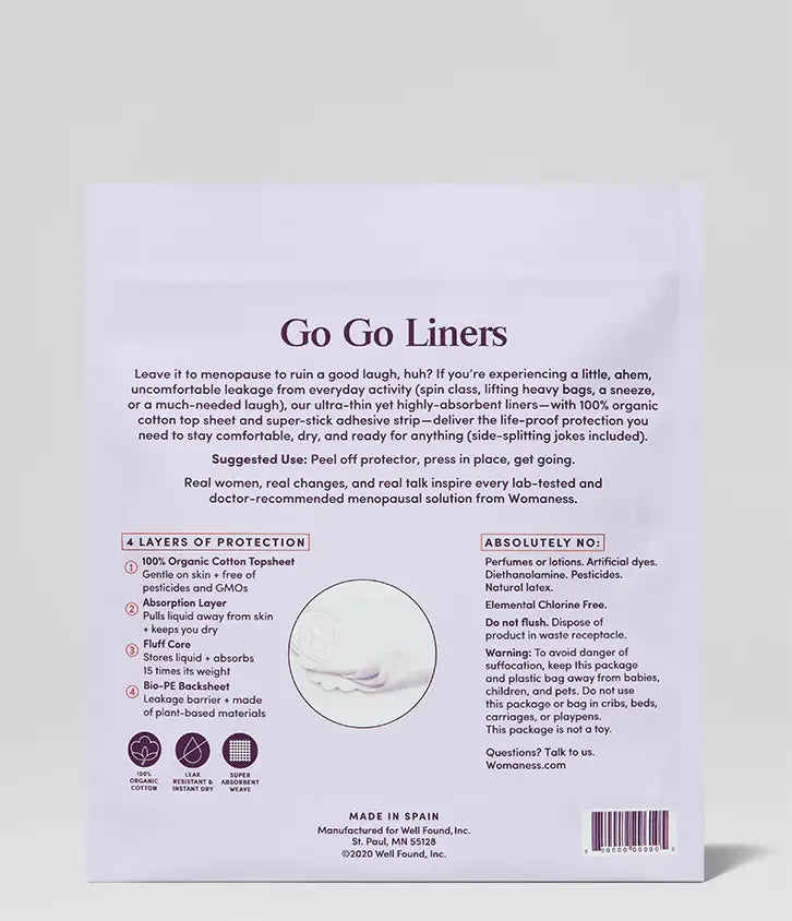 Image of Womaness - Go Go Liners - Everyday Light Protection for Incontinence: 22 liners