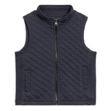 Colored Organics - Hudson Quilted Jacquard Zip Up Vest - Navy: 5T/6