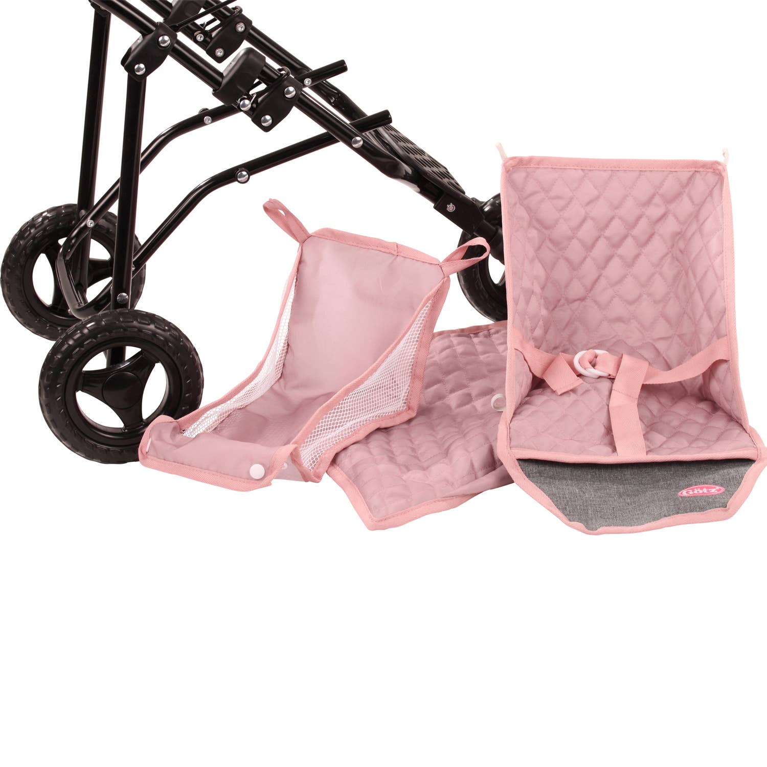 3-Wheel Compact Grey-Pink "Soft Mood" Doll Buggy