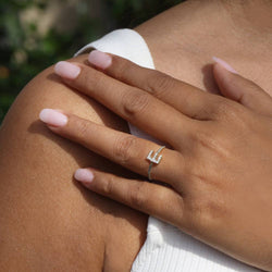 Image of Diamond & Sterling Silver Initial Ring-All Letters