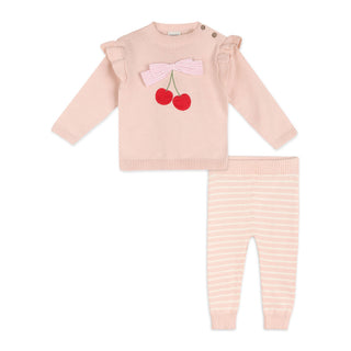 Viverano Organics - Cherry Bow Baby Pullover & Stripe Pants (Organic Cotton)