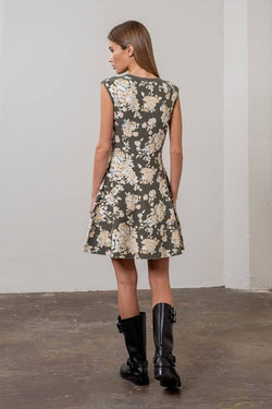 Image of Floral Print Sweater Mini Dress