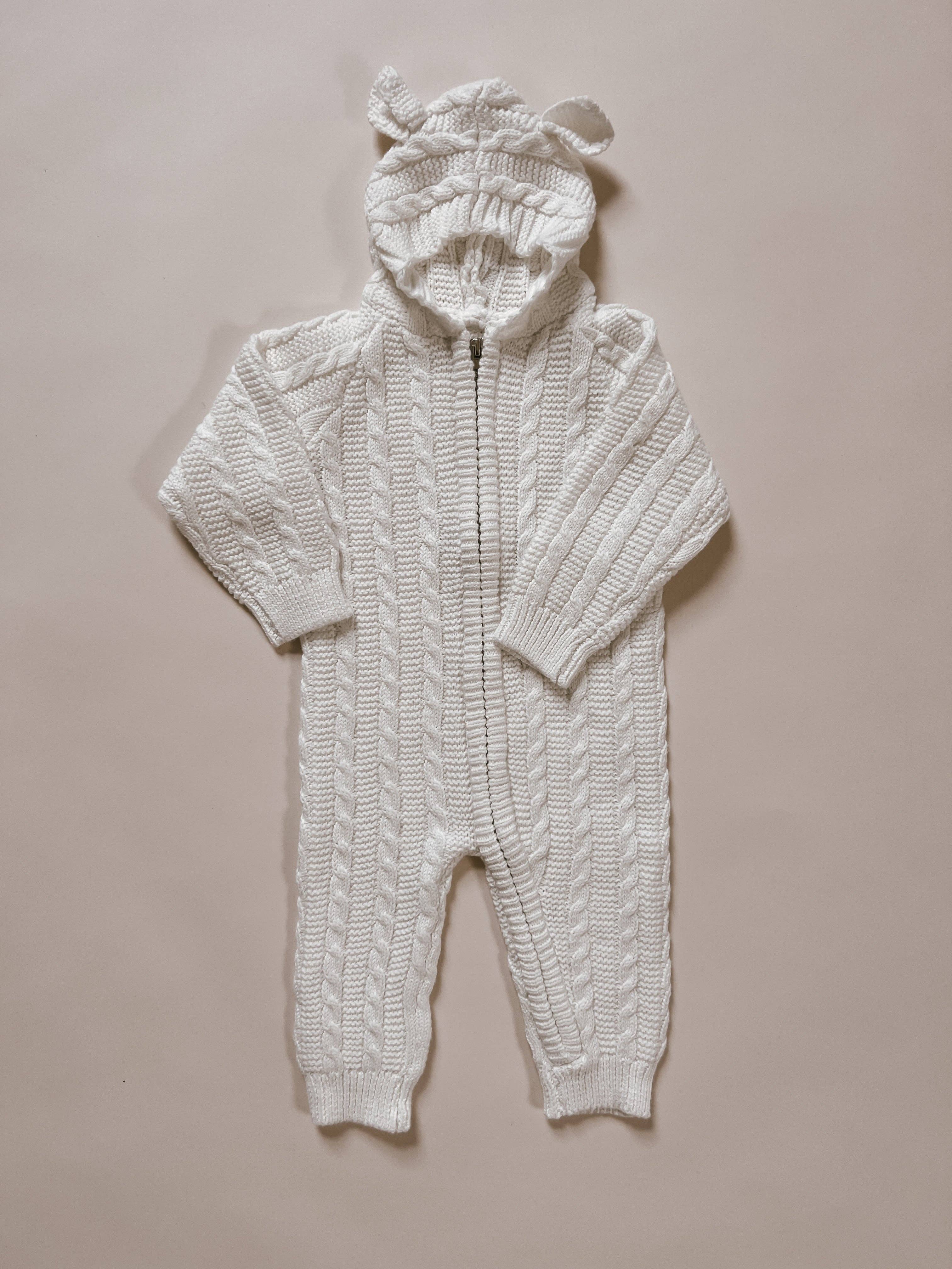 Luna + Luca - Luna + Luca Baby Bear Jumpsuit - White: White / 18-24m