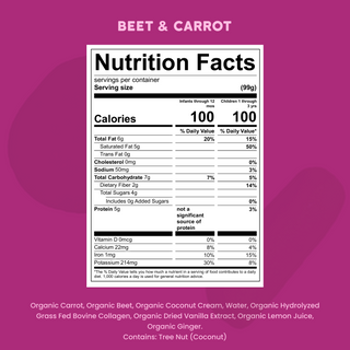 Serenity Kids Beet & Carrot Smoothie with Grass Fed Collagen Pouch