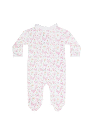 Nellapima - Butterflies Print Crossover Footie: Pink / 6 - 9M