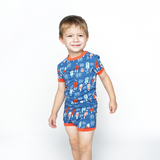 Emerson and Friends - Party Pops 4th of July Fireworks Bamboo Kids Clothing Pajama Shorts Set: 2T