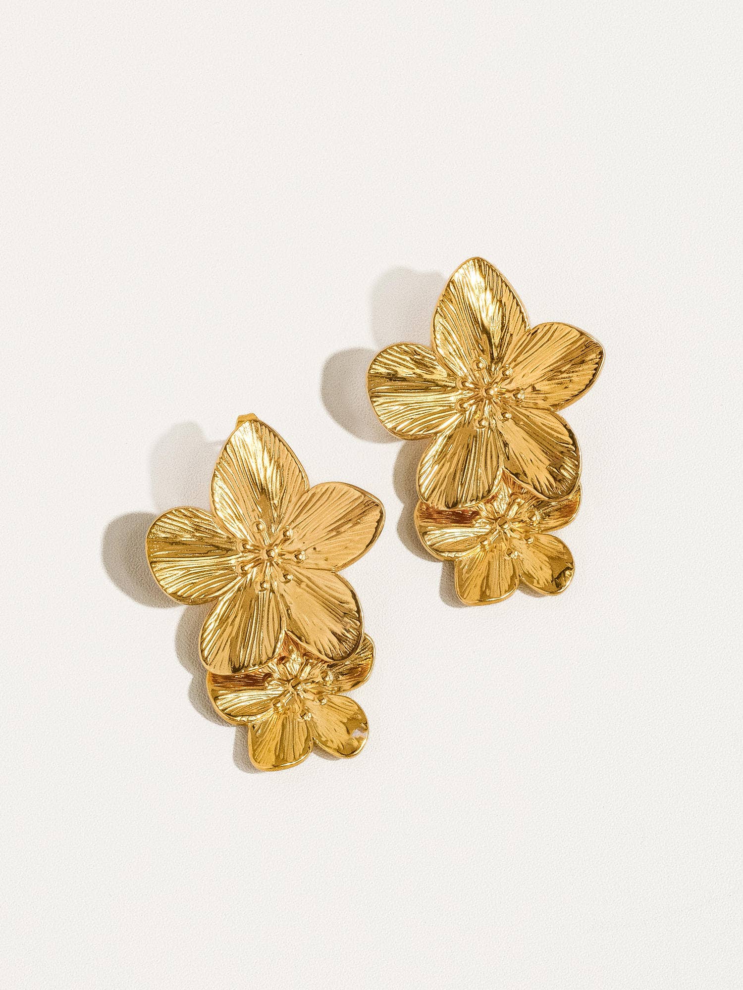 Image of Ivy 18K Gold Statement Stacked Flower Earring