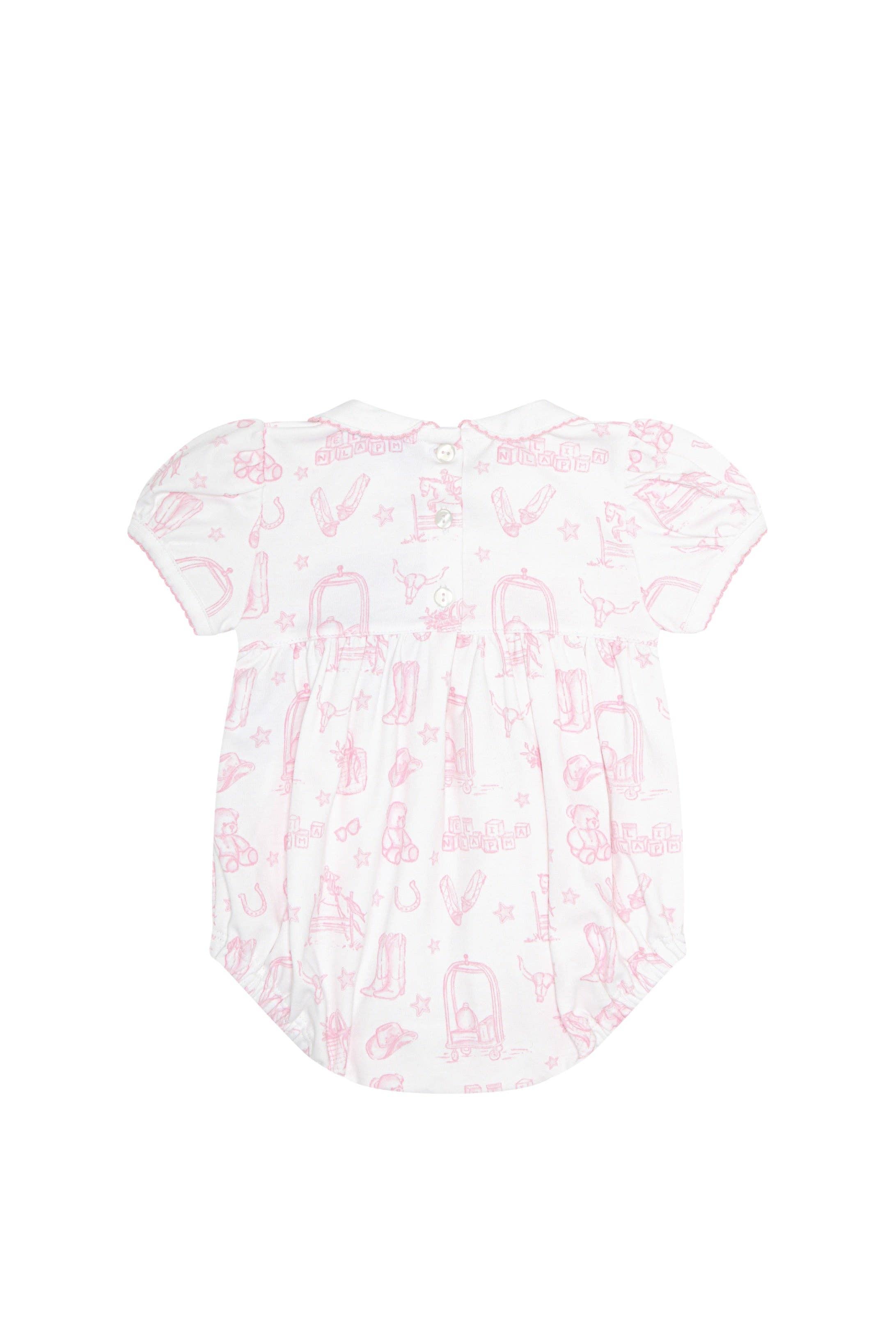 Nellapima - Pink Lone Star Toile Smocked Bubble