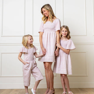 Hope and Henry - Organic Smocked Bell Sleeve Dress