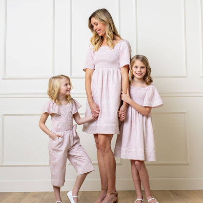 Hope and Henry - Organic Smocked Bell Sleeve Dress