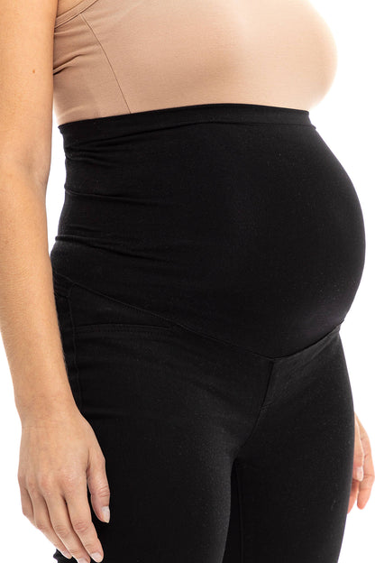 1822 Denim - 28" Maternity Better Butter Ankle Skinny w/ Bellyband- BLACK