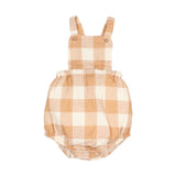 Baby Gingham Romper - Caramel