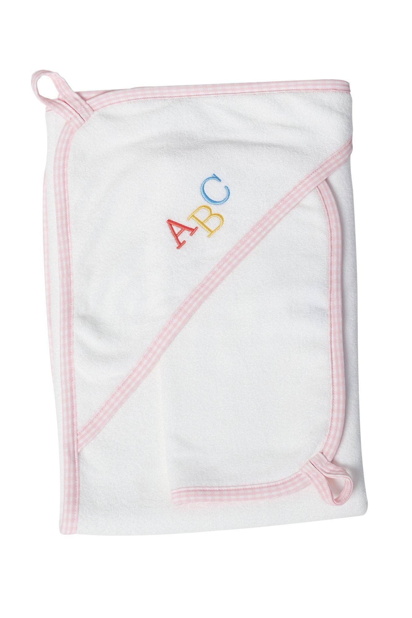 Image of Pink Gingham ABC Baby Towel