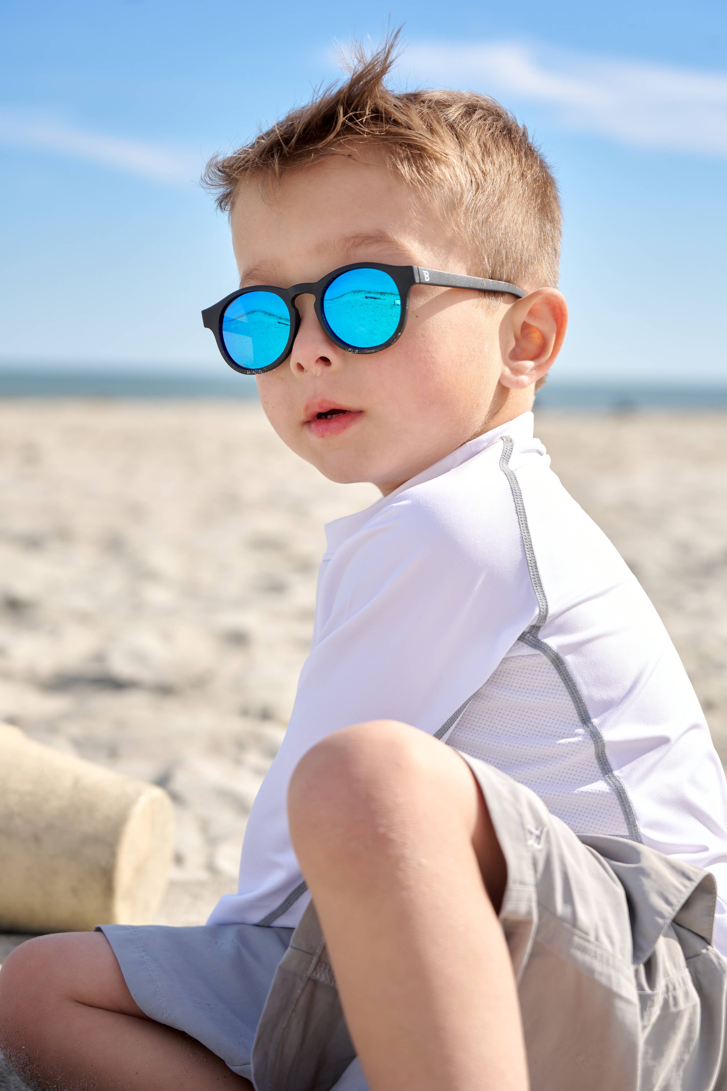 Jet Black w/ Cobalt Blue Lens  Polarized Keyhole Sunglasses