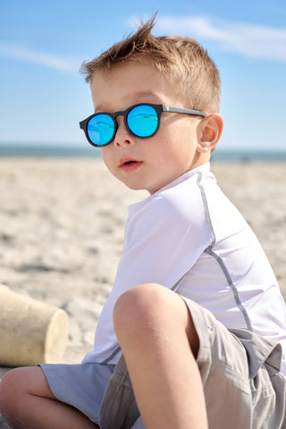Jet Black w/ Cobalt Blue Lens  Polarized Keyhole Sunglasses