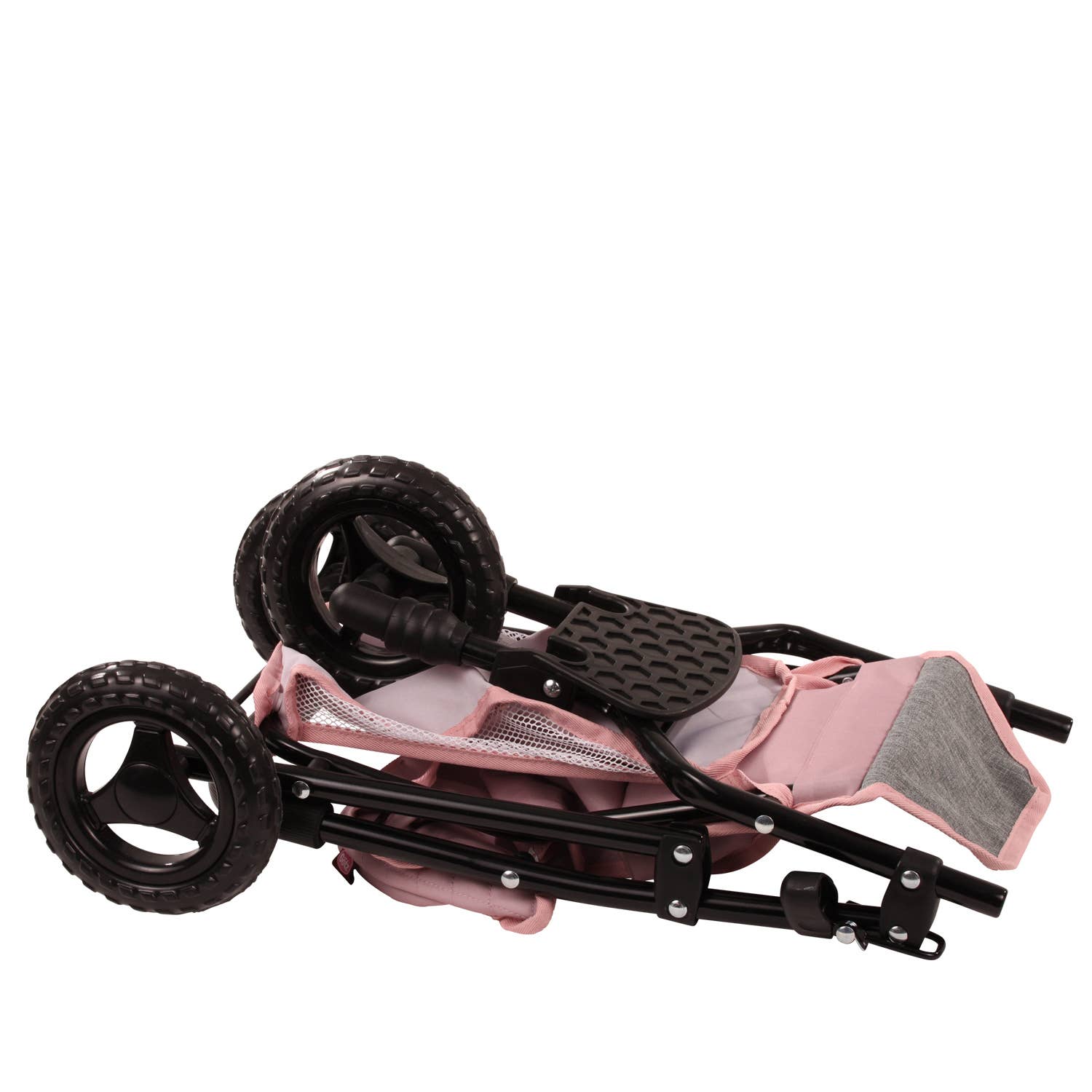 3-Wheel Compact Grey-Pink "Soft Mood" Doll Buggy