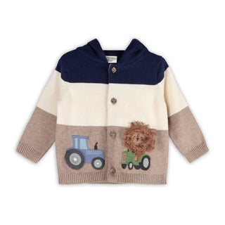 Viverano Organics - Lion Farm Truck Knit Baby Hooded Jacket (Organic Cotton)