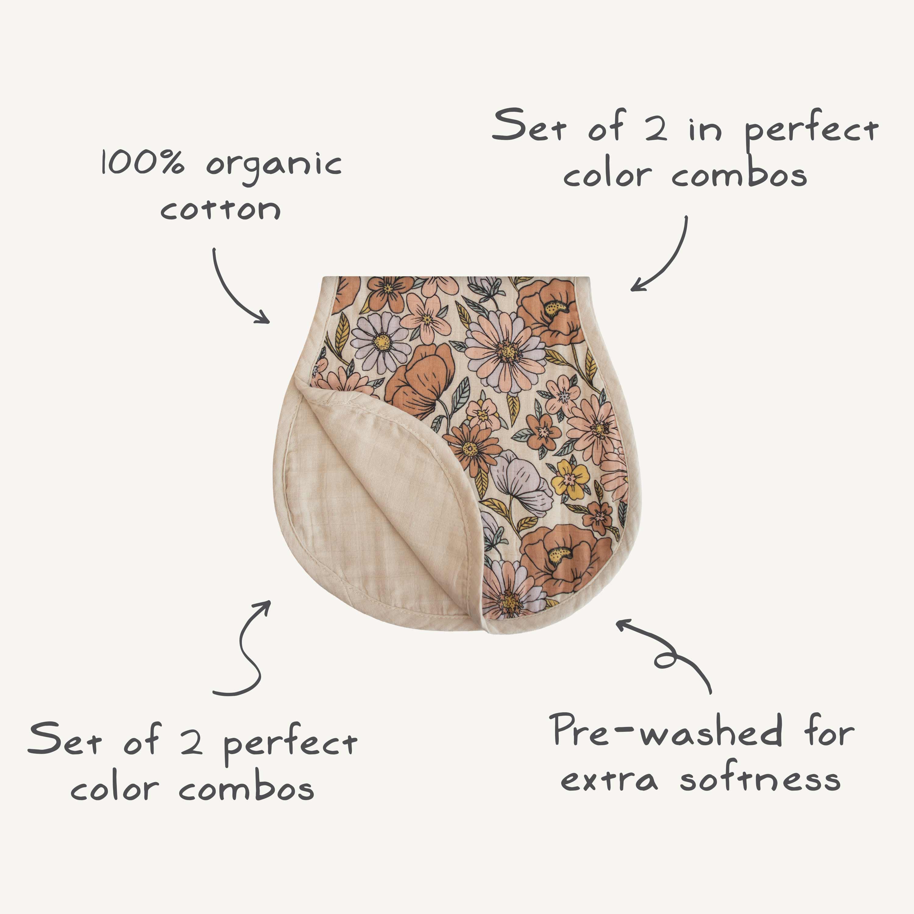 Image of Organic Cotton Muslin Burp Cloth 2-Pack