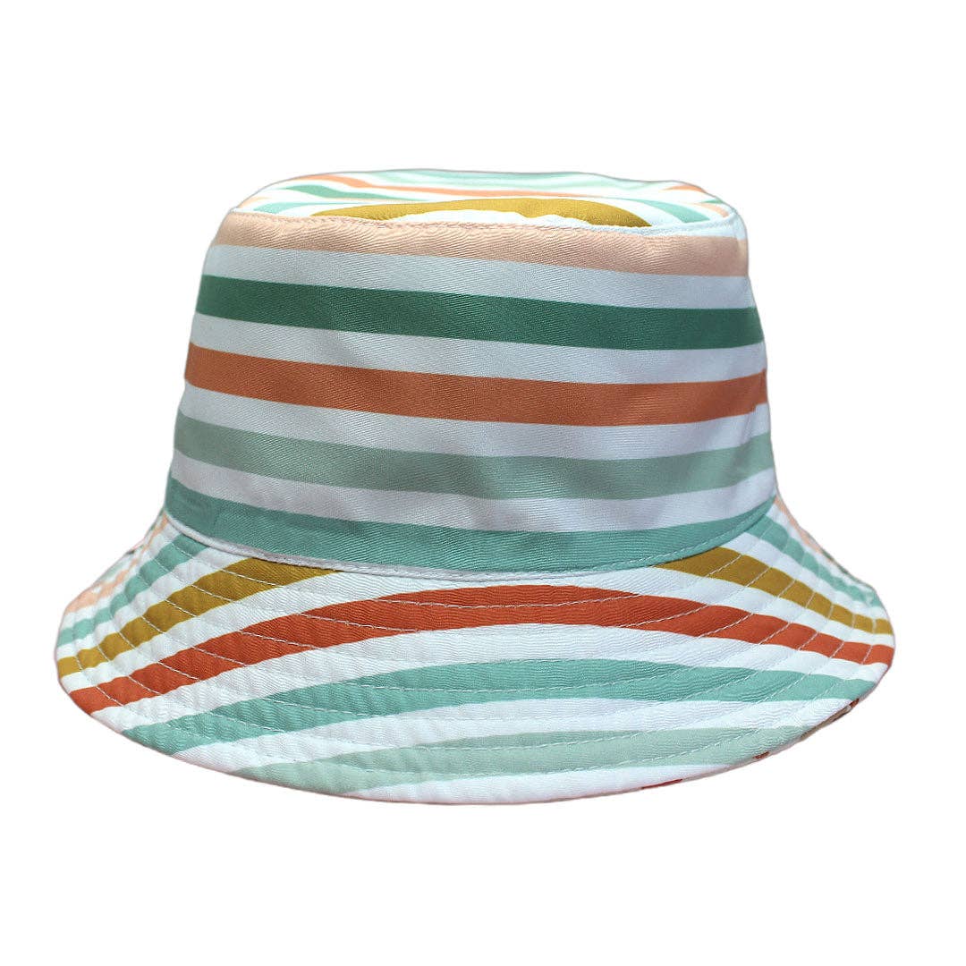 Emerson and Friends - Reversible Bucket Hat - Beach Day and Coral Stripes: Baby