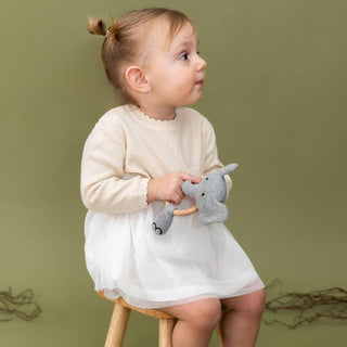Viverano Organics - Elephant - Organic Stuffed Animal Baby Ring Rattle