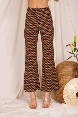 Image of Endless Blu - DQP8108 PRINTED KNIT WIDE LONG PANTS