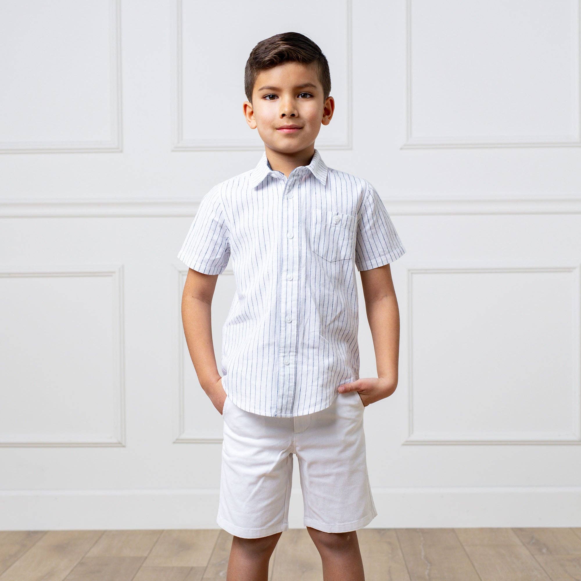 Image of Hope and Henry - Linen Short Sleeve Button Down Shirt