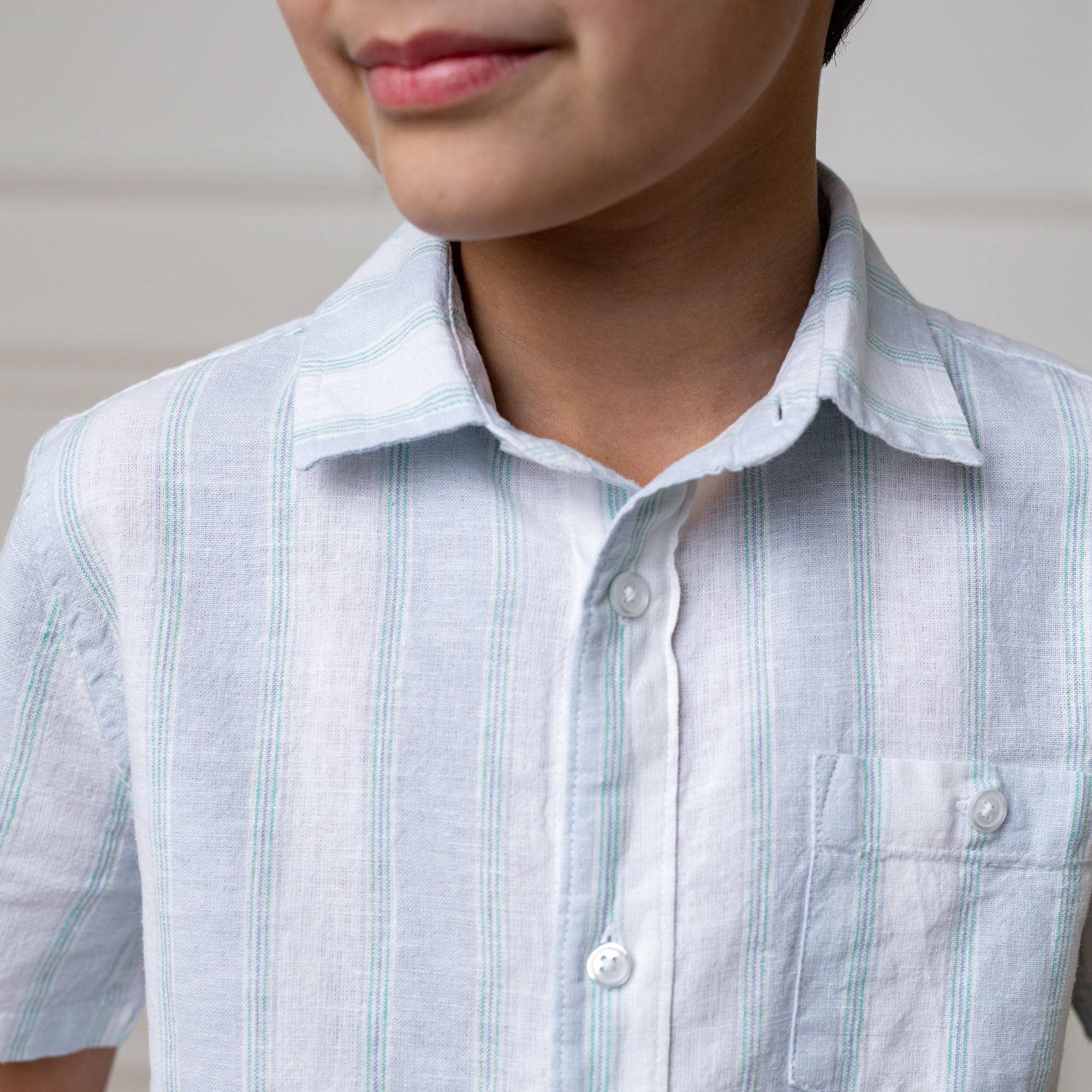 Image of Linen Short Sleeve Button Down Shirt