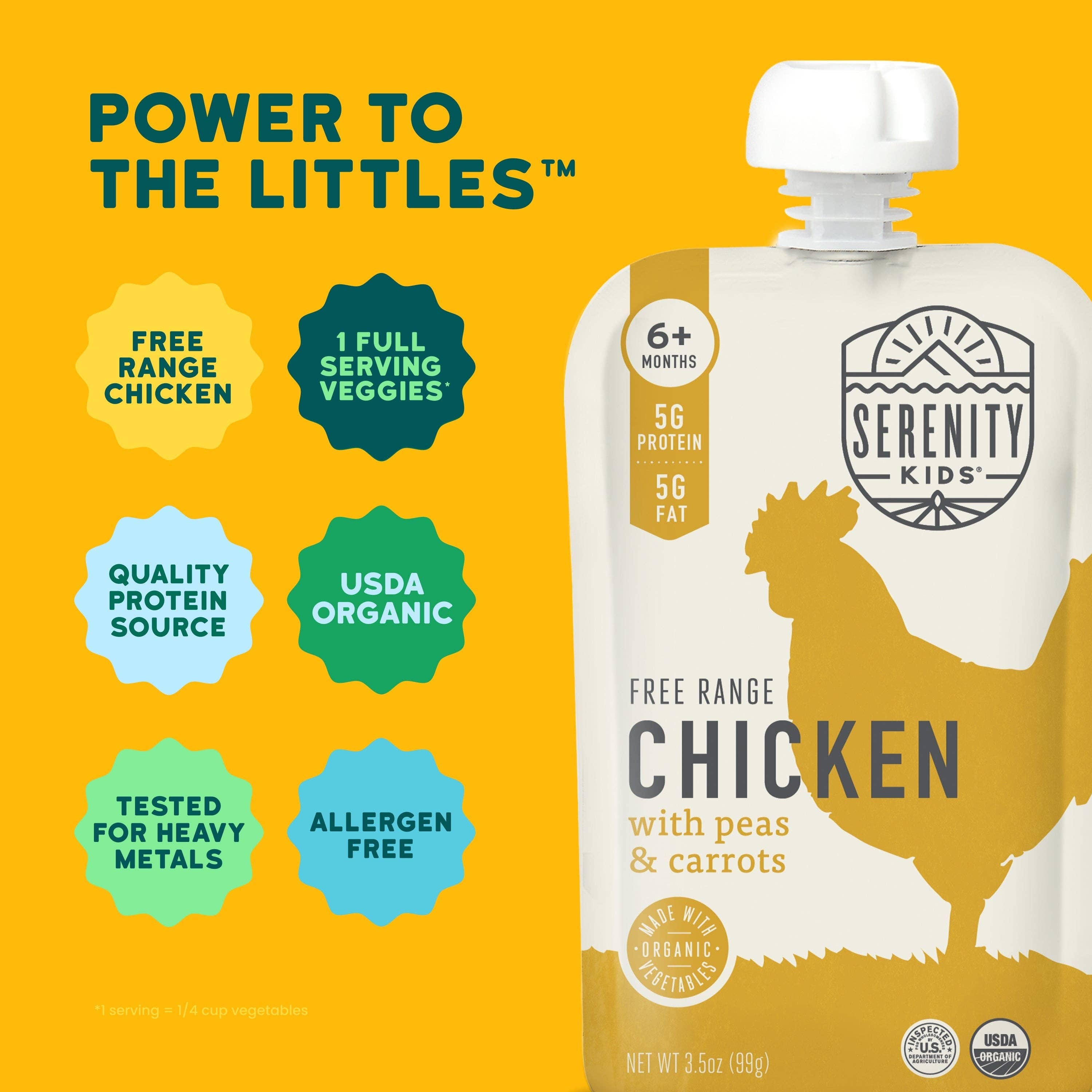 Serenity Kids Free Range Chicken with Organic Peas and Carrots Pouch