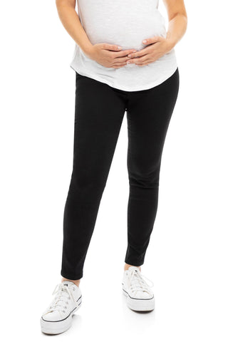 1822 Denim - 28" Maternity Better Butter Ankle Skinny w/ Bellyband- BLACK