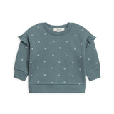 Colored Organics - Abbey Fleece Ruffle Sleeve Pullover - Bow / Teal: 2T