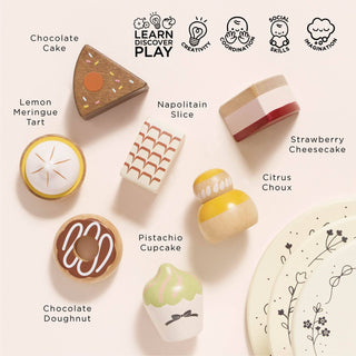 Le Toy Van - Wooden Toy Cake Stand & Selection of 7 Eco-Friendly Treats