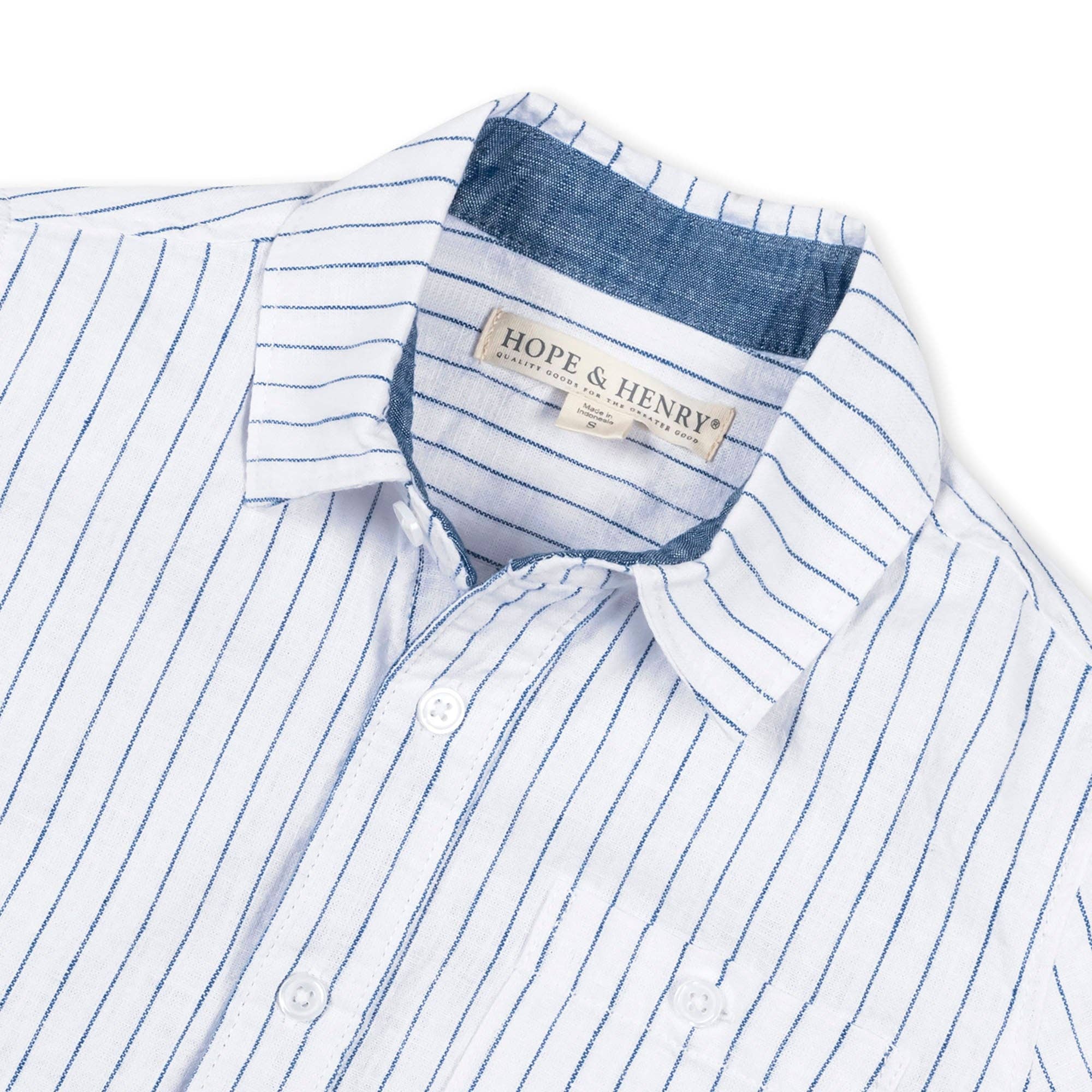 Hope and Henry - Linen Short Sleeve Button Down Shirt
