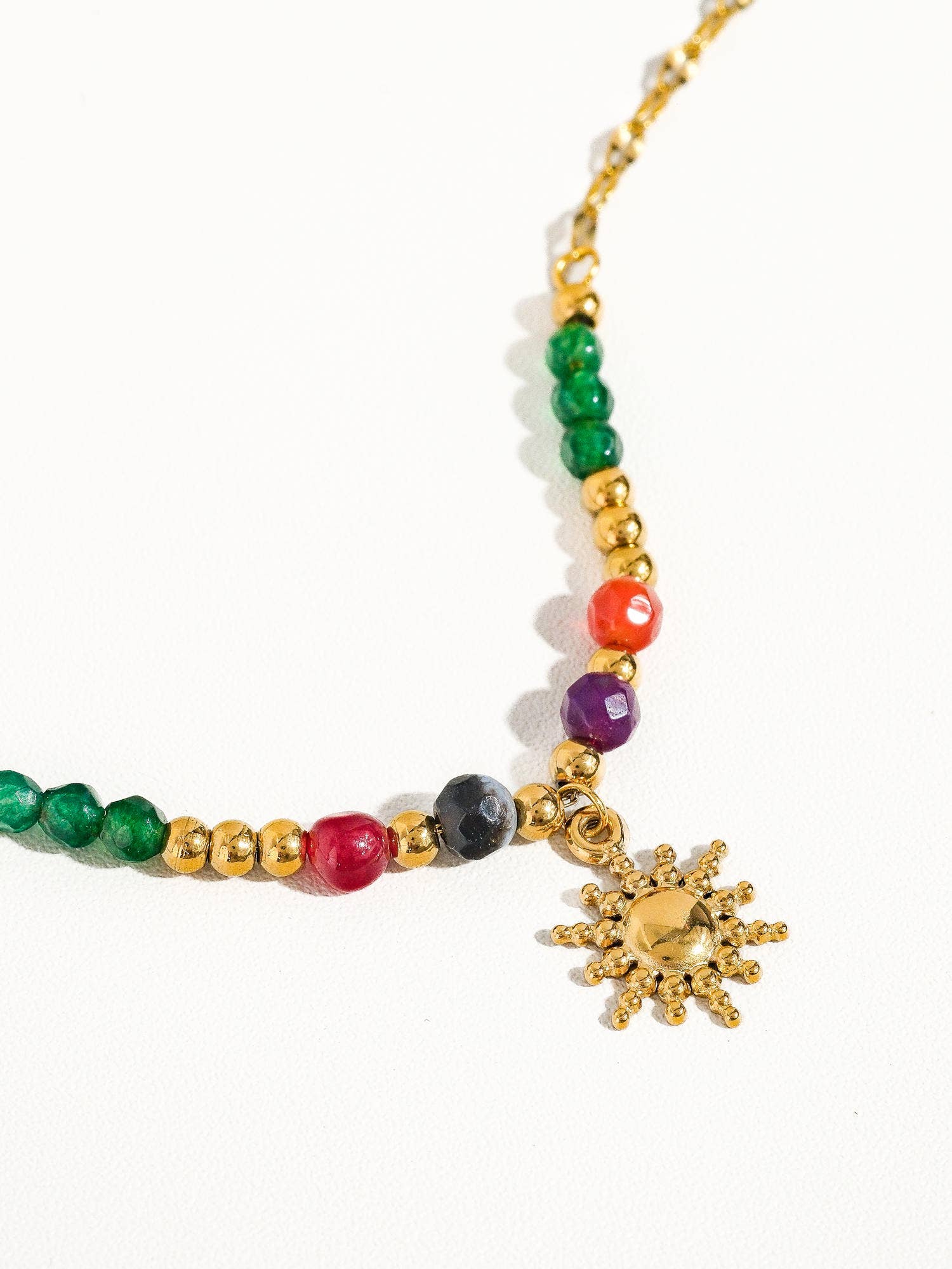Image of Olimpia 18K Gold Sun Necklace with Beads