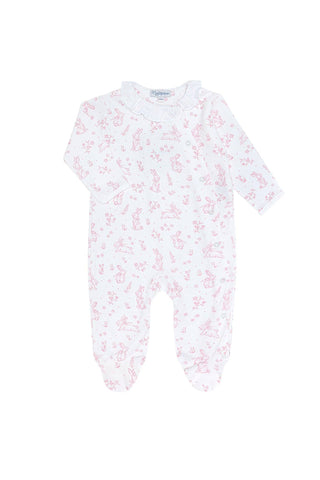 Nellapima - Pink Bunny Toile Crossover Footie