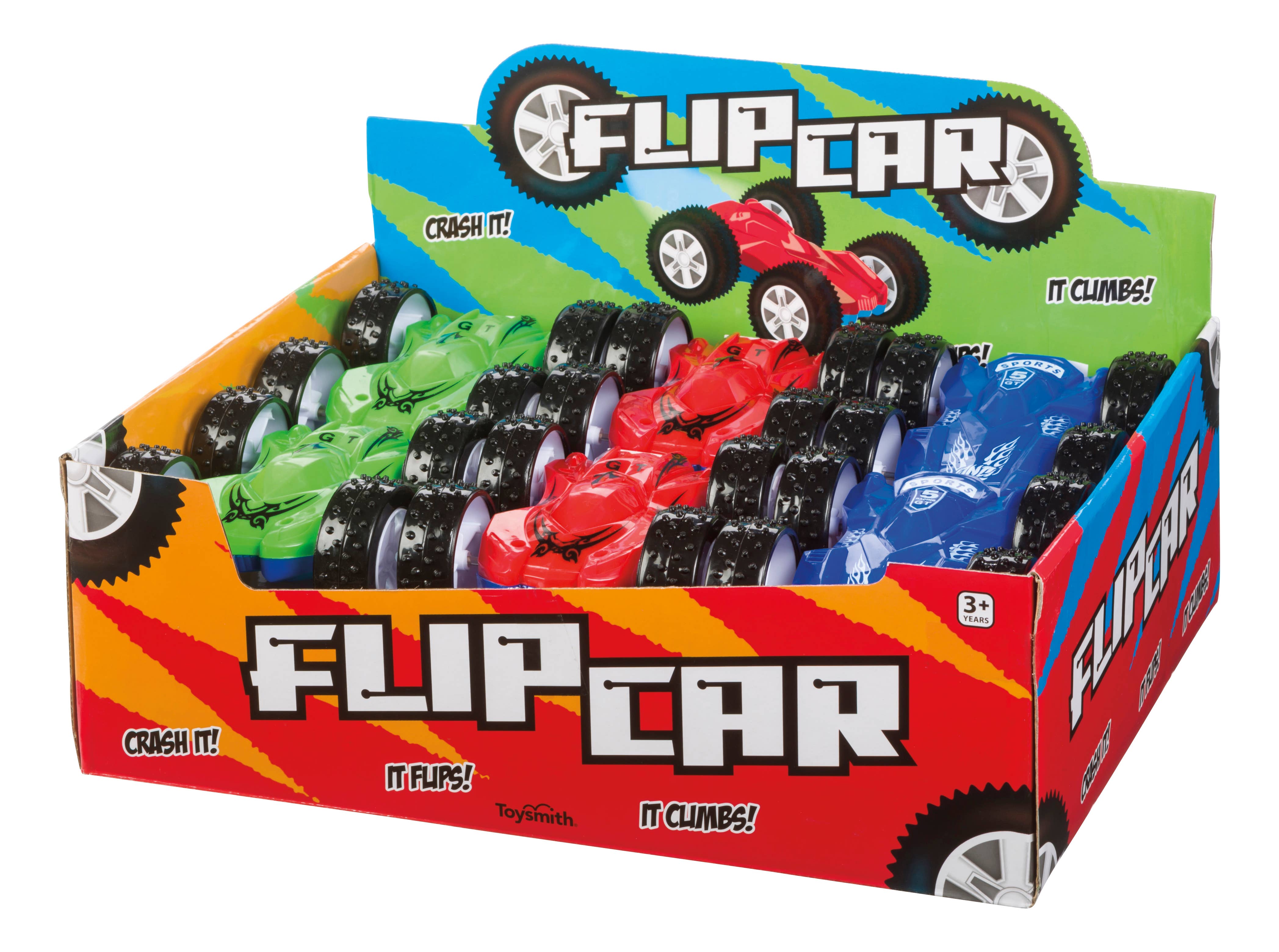 Image of Toysmith - Flip Car, Friction Pull-Back, Action Packed, Indoor/Outdoor
