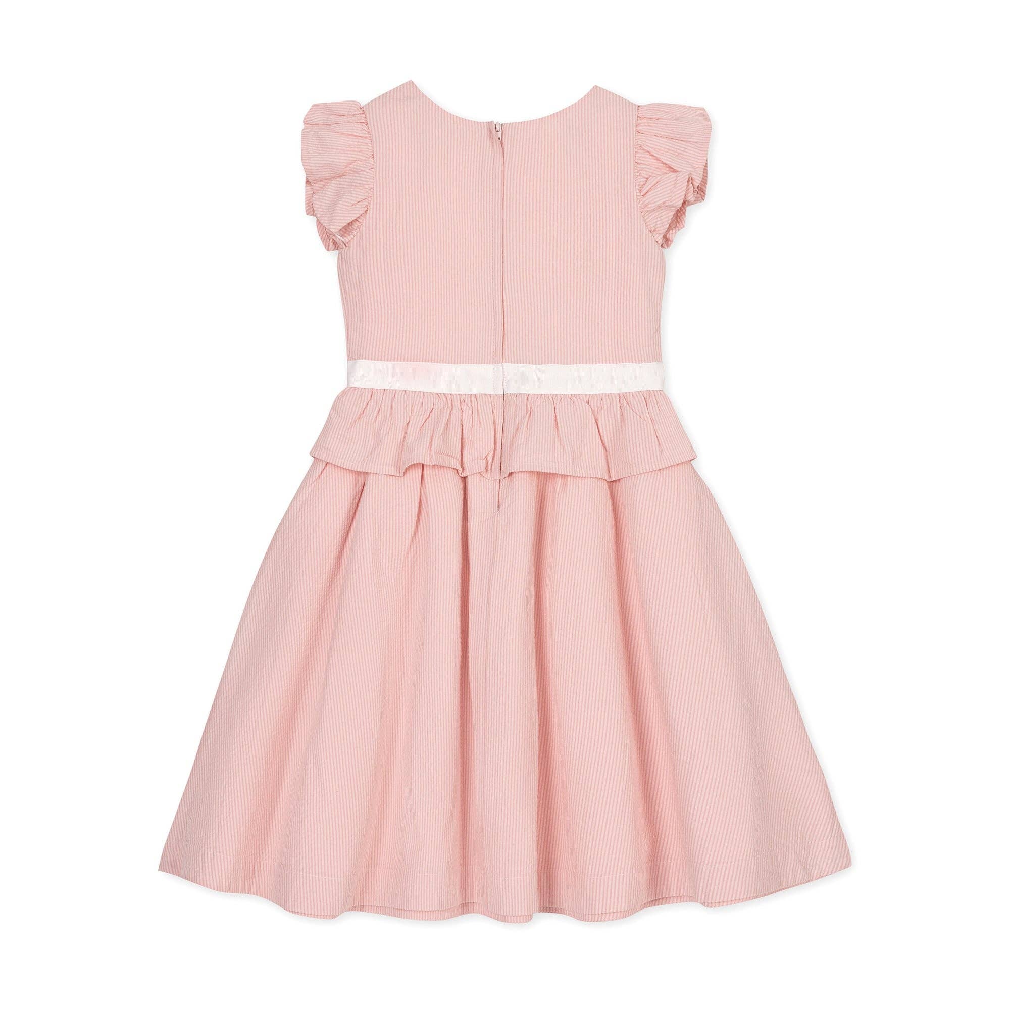 Hope and Henry - Organic Seersucker Ruffle Sleeve Peplum Dress