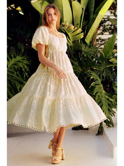 Image of Embroidered Floral Tiered Dress