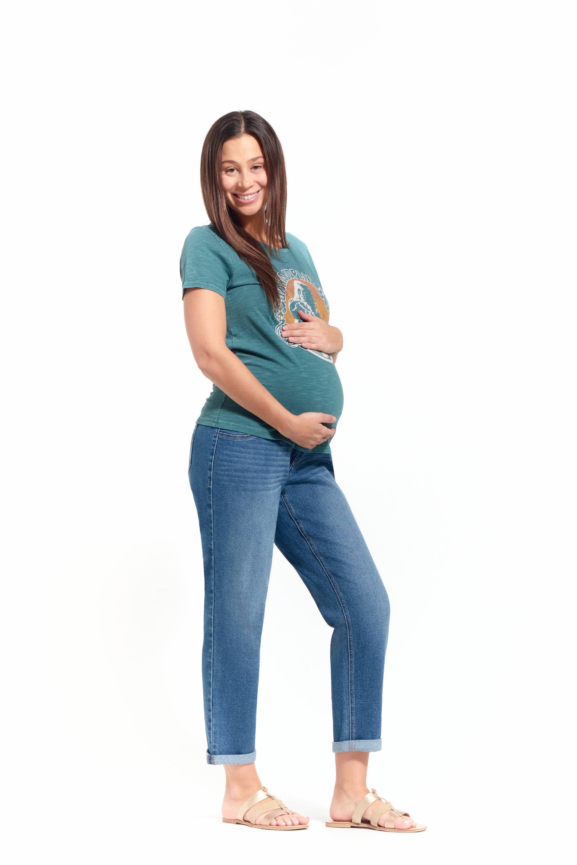 1822 Denim - 28" Maternity Boyfriend Jean w/ Bellyband in Erin
