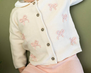 Viverano Organics - Zoe Bow Sweater Knit Baby Button Cardigan (Organic)