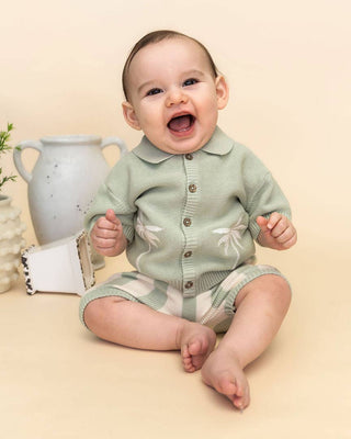 Viverano Organics - Palm Trees Embroidered Baby Shirt & Shorts Set (Organic)