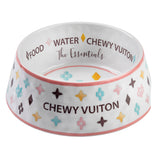 Haute Diggity Dog - White Chewy Vuiton Dog Bowl - 3 Sizes!! Dog Food Bowl: Medium