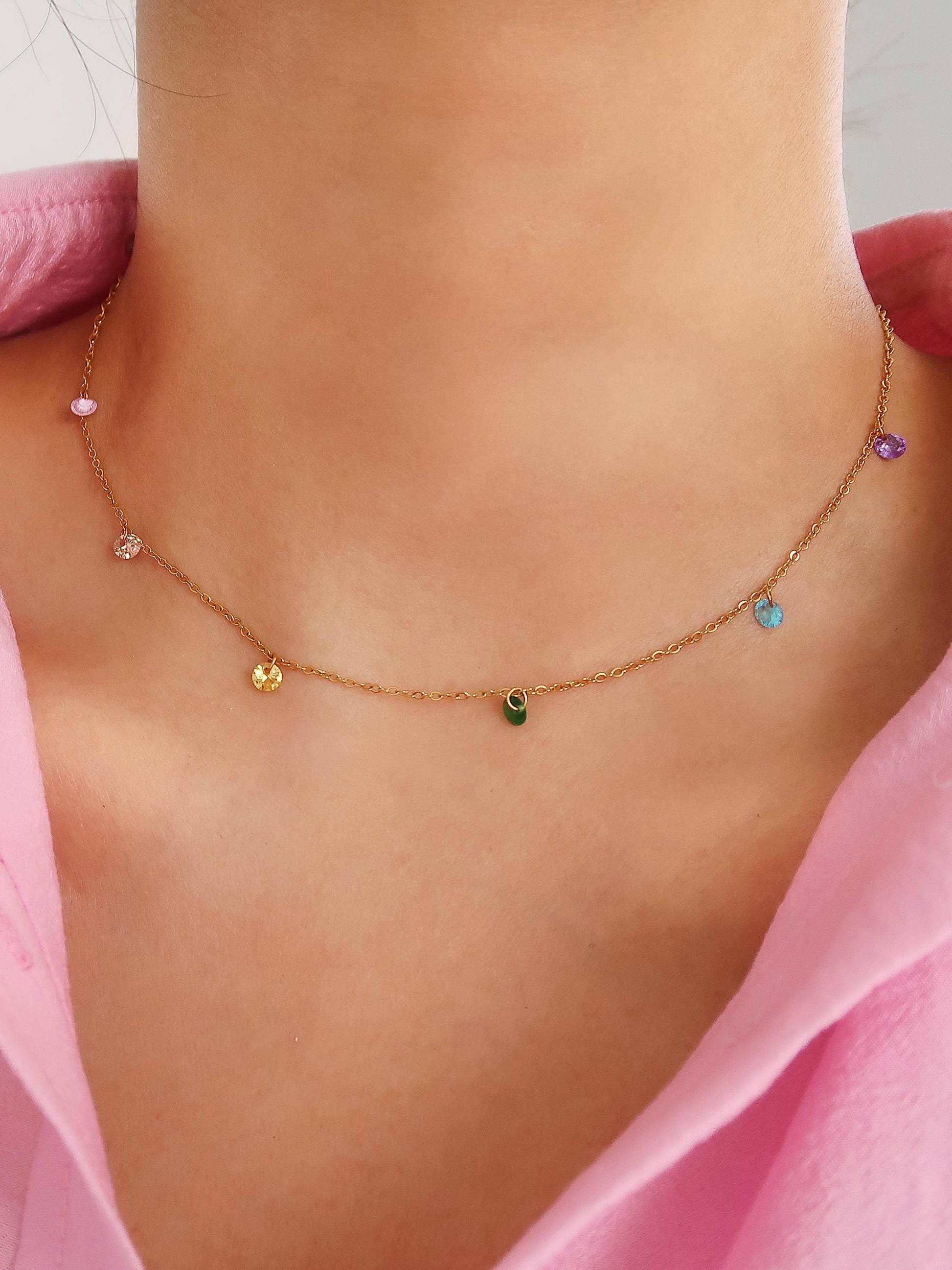 Ariana 18K Non-Tarnish Petite CZ Chain Necklace