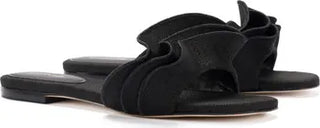 Ivy Ruffle Raffia Slide Sandal