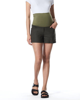 Nala Overbelly Maternity Linen Shorts