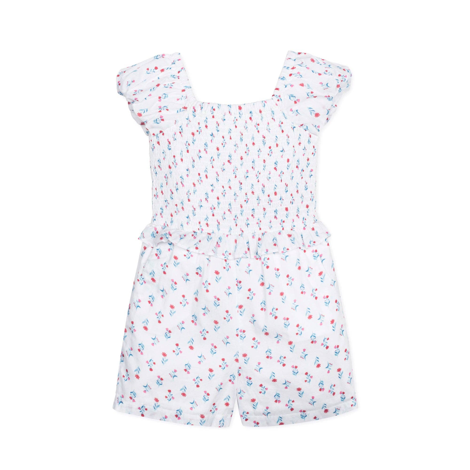 Hope and Henry - Organic Puff Sleeve Smocked Romper