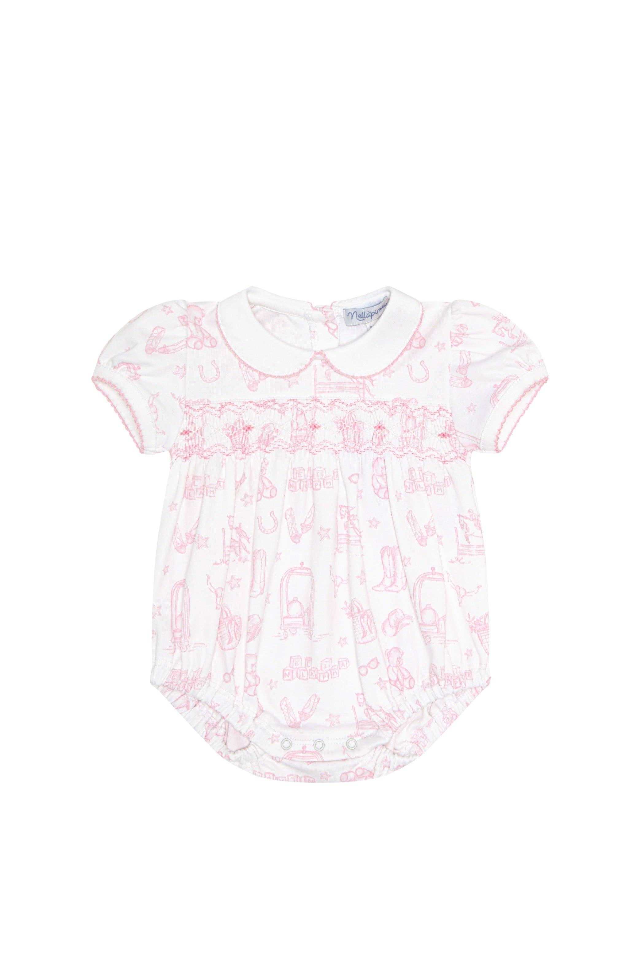 Nellapima - Pink Lone Star Toile Smocked Bubble