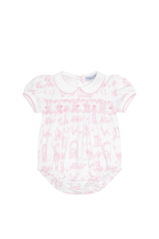 Nellapima - Pink Lone Star Toile Smocked Bubble