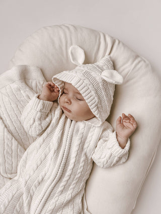 Luna + Luca - Luna + Luca Baby Bear Jumpsuit - White: White / 18-24m
