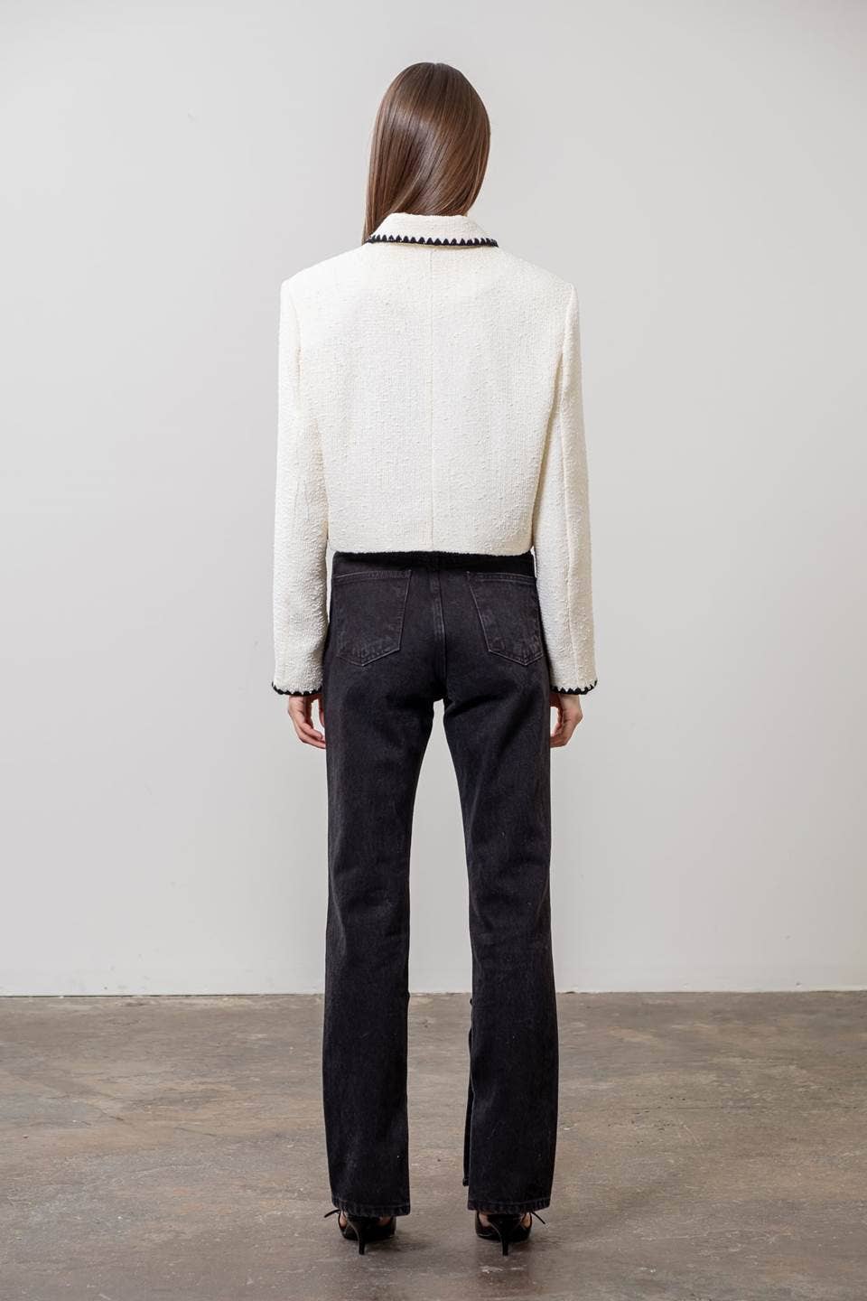 Image of Contrast Cropped Blazer
